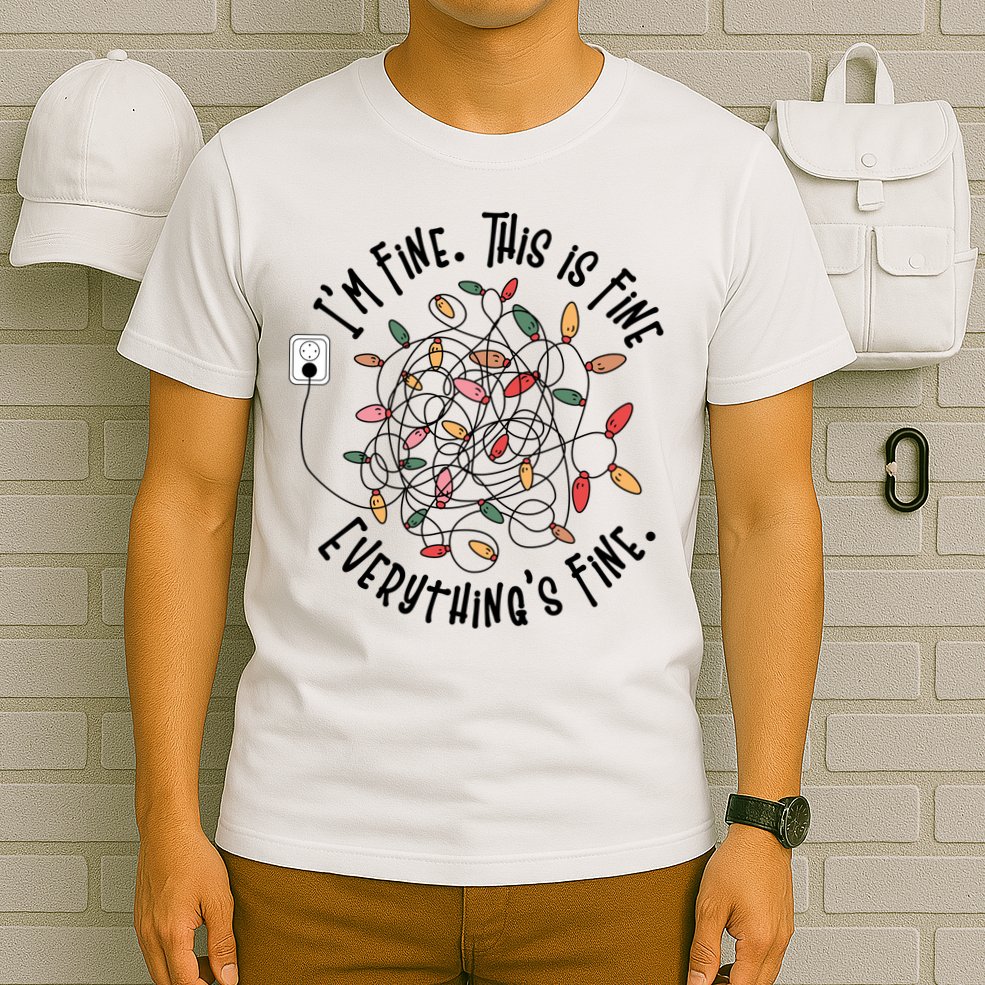 Im Fine This Is Fine Everything Is Fine Funny Christmas T-Shirt
