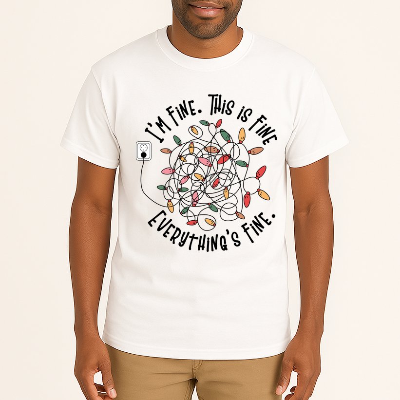 Im Fine This Is Fine Everything Is Fine Funny Christmas Tall T-Shirt