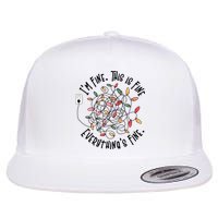 Im Fine This Is Fine Everything Is Fine Funny Christmas Flat Bill Trucker Hat