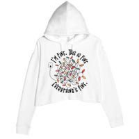 Im Fine This Is Fine Everything Is Fine Funny Christmas Crop Fleece Hoodie