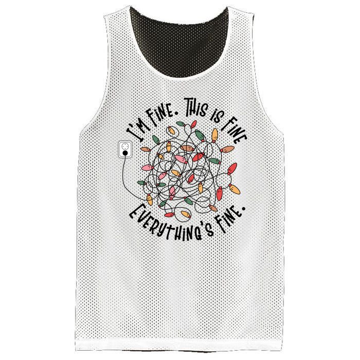 Im Fine This Is Fine Everything Is Fine Funny Christmas Mesh Reversible Basketball Jersey Tank