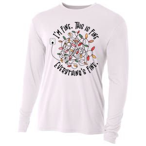 Im Fine This Is Fine Everything Is Fine Funny Christmas Cooling Performance Long Sleeve Crew