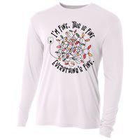 Im Fine This Is Fine Everything Is Fine Funny Christmas Cooling Performance Long Sleeve Crew