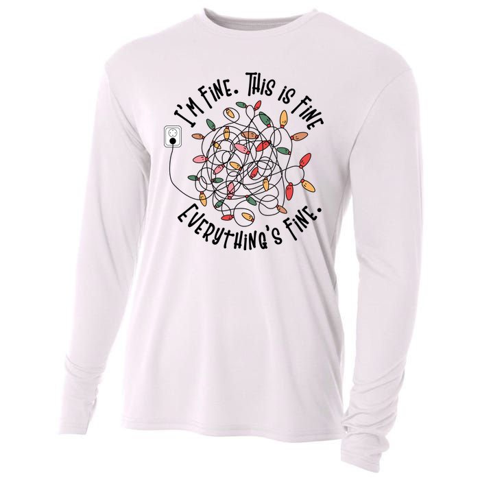 Im Fine This Is Fine Everything Is Fine Funny Christmas Cooling Performance Long Sleeve Crew