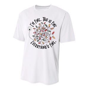 Im Fine This Is Fine Everything Is Fine Funny Christmas Performance Sprint T-Shirt