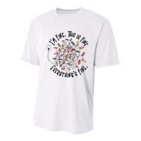 Im Fine This Is Fine Everything Is Fine Funny Christmas Youth Performance Sprint T-Shirt