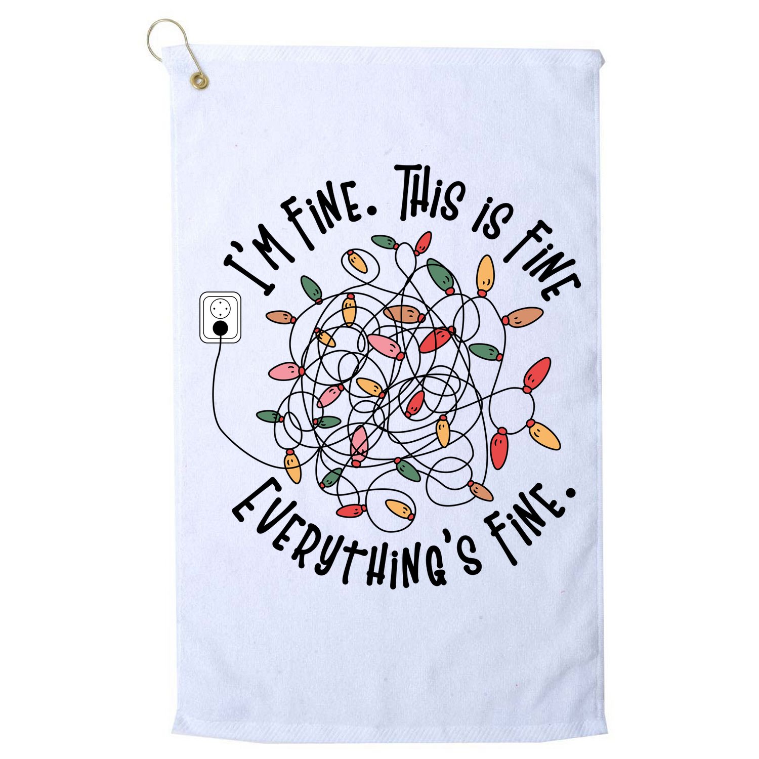 Im Fine This Is Fine Everything Is Fine Funny Christmas Golf Towel