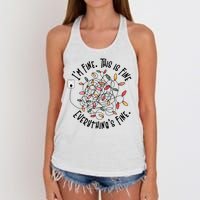 Im Fine This Is Fine Everything Is Fine Funny Christmas Women's Knotted Racerback Tank