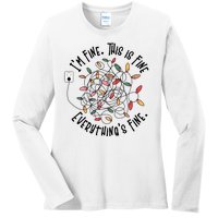 Im Fine This Is Fine Everything Is Fine Funny Christmas Ladies Long Sleeve Shirt