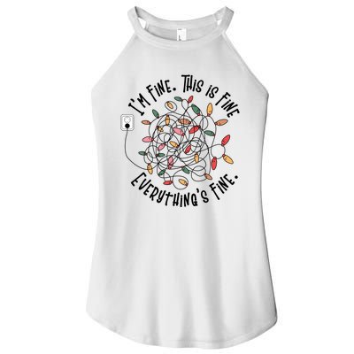 Im Fine This Is Fine Everything Is Fine Funny Christmas Women's Perfect Tri Rocker Tank