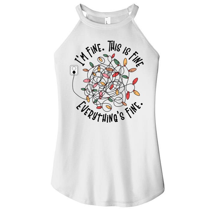 Im Fine This Is Fine Everything Is Fine Funny Christmas Women's Perfect Tri Rocker Tank