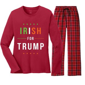 Irish For Trump Pro President Donald Trump Supporter Gift Women's Long Sleeve Flannel Pajama Set 