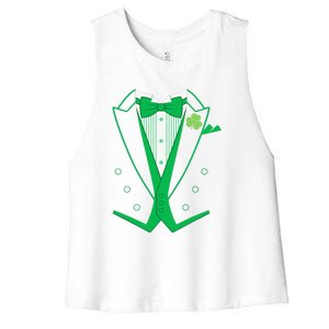 Irish Formal Tuxedo St. Patrick's Day Women's Racerback Cropped Tank