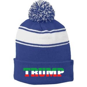 Italians For Trump Italiano Supporter Italy National Flag Cute Gift Stripe Pom Pom Beanie