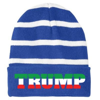 Italians For Trump Italiano Supporter Italy National Flag Cute Gift Striped Beanie with Solid Band