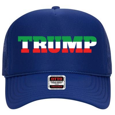 Italians For Trump Italiano Supporter Italy National Flag Cute Gift High Crown Mesh Back Trucker Hat