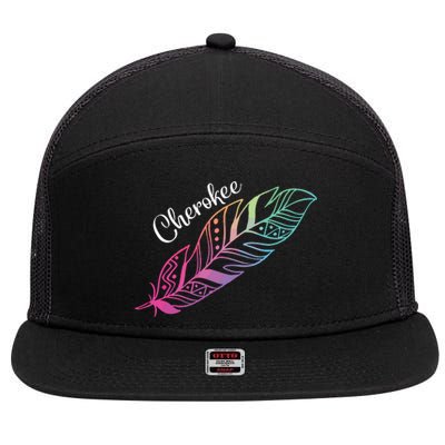 Indigenous Feather Tee Native American Cherokee Tribe 7 Panel Mesh Trucker Snapback Hat