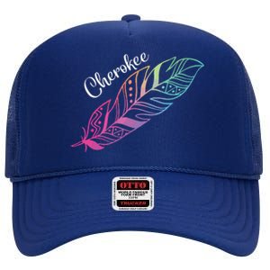 Indigenous Feather Tee Native American Cherokee Tribe High Crown Mesh Back Trucker Hat