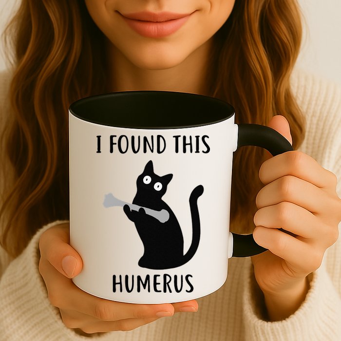 I Found This Humerus Funny Black Cat Mug