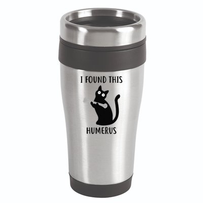 I Found This Humerus Funny Black Cat 16oz Travel Tumbler