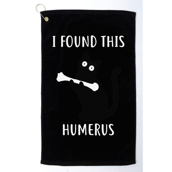 I Found This Humerus Funny Black Cat Golf Towel