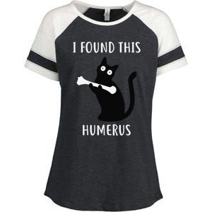 I Found This Humerus Funny Black Cat Enza Ladies Jersey Colorblock Tee