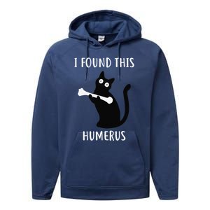 I Found This Humerus Funny Black Cat Performance Fleece Hoodie