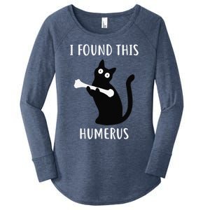 I Found This Humerus Funny Black Cat Women's Perfect Tri Tunic Long Sleeve Shirt