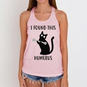 I Found This Humerus Funny Black Cat Women's Knotted Racerback Tank