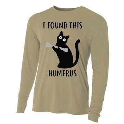 I Found This Humerus Funny Black Cat Cooling Performance Long Sleeve Crew