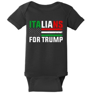 Italians For Trump Usa Flag Trump 2024 Elections Pro Trump Baby Bodysuit