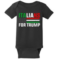 Italians For Trump Usa Flag Trump 2024 Elections Pro Trump Baby Bodysuit