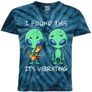 I Found This Vibrating  Funny Alien And Cat Kids Tie-Dye T-Shirt