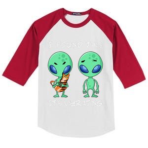 I Found This Vibrating  Funny Alien And Cat Kids Colorblock Raglan Jersey