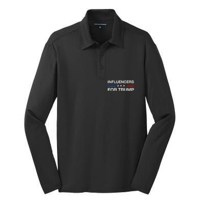 Influencers For Trump 2024 Funny Election Influencer Creator Silk Touch Performance Long Sleeve Polo