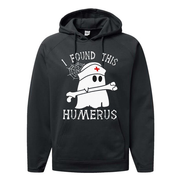 I Found This Humerus Funny Ghost Nurse Halloween Performance Fleece Hoodie