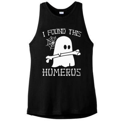 I Found This Humerus Funny Halloween Ghost Skeleton Ladies PosiCharge Tri-Blend Wicking Tank