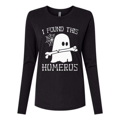 I Found This Humerus Funny Halloween Ghost Skeleton Womens Cotton Relaxed Long Sleeve T-Shirt