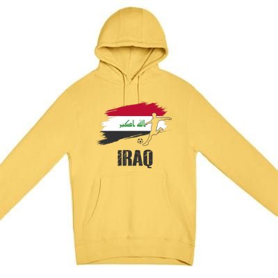 Iraq Football Team Player Flag Premium Pullover Hoodie