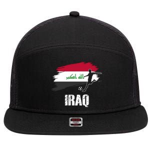 Iraq Football Team Player Flag 7 Panel Mesh Trucker Snapback Hat