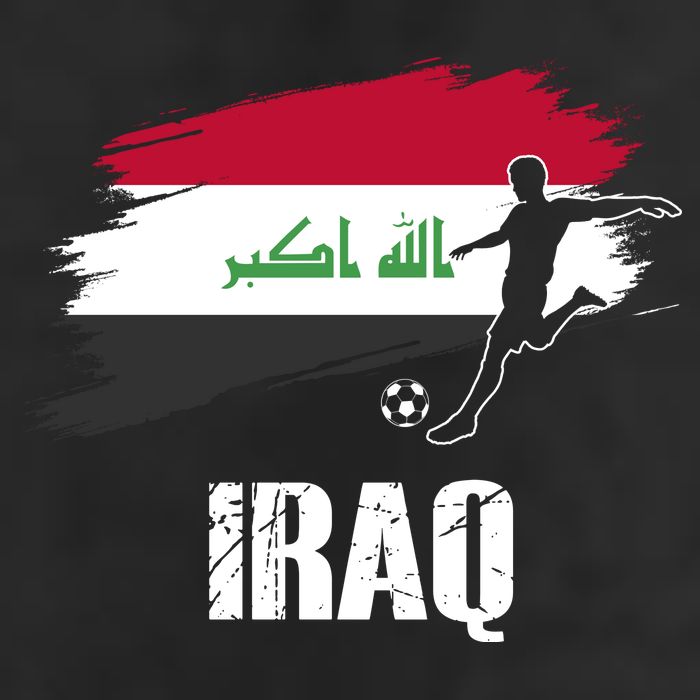 Iraq Football Team Player Flag 7 Panel Mesh Trucker Snapback Hat