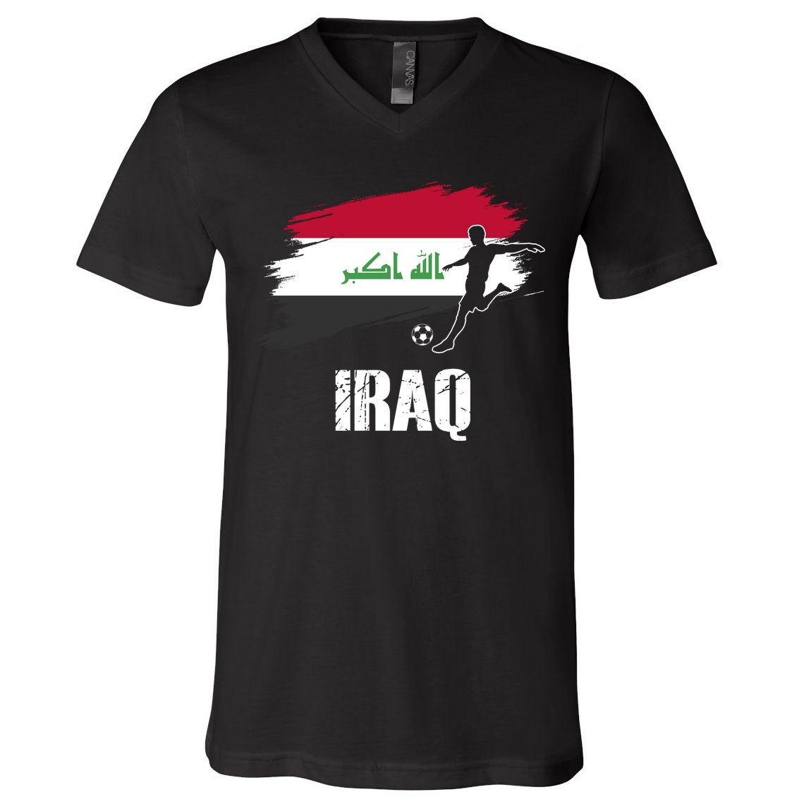 Iraq Football Team Player Flag V-Neck T-Shirt