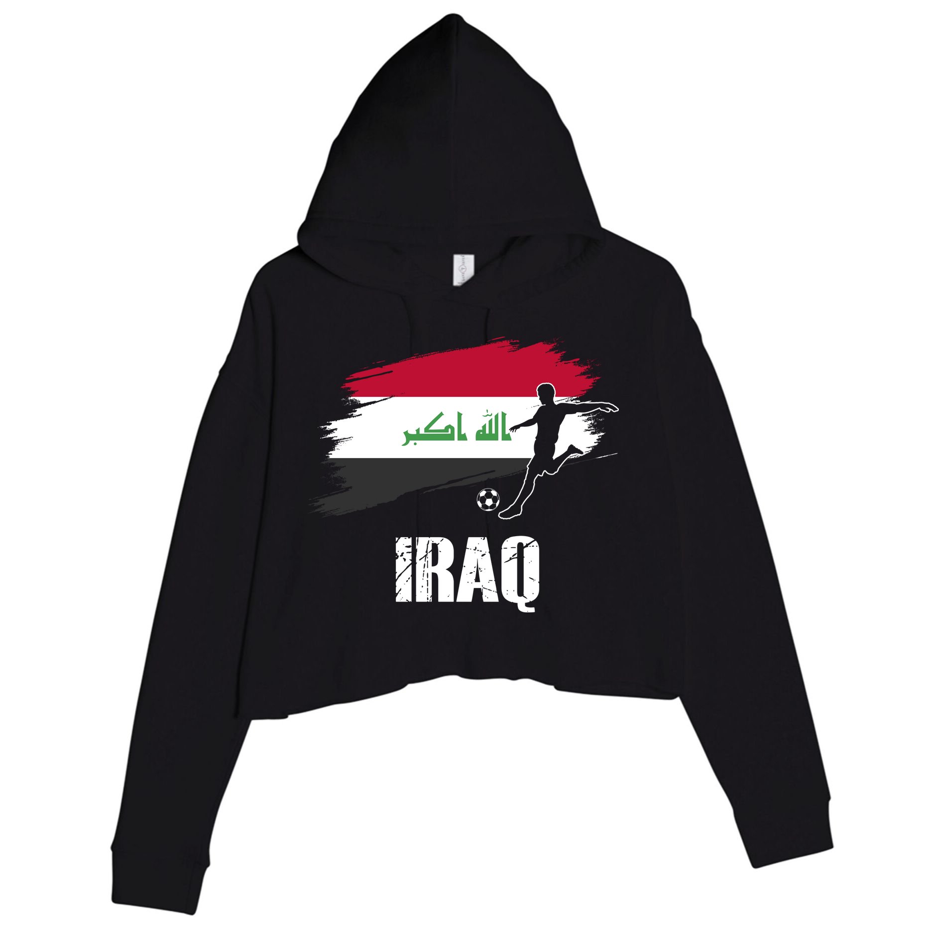 Iraq Football Team Player Flag Crop Fleece Hoodie