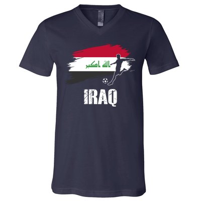 Iraq Football Team Player Flag V-Neck T-Shirt