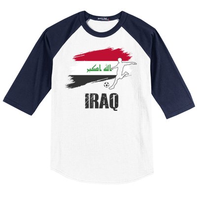 Iraq Football Team Player Flag Baseball Sleeve Shirt