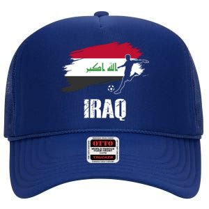 Iraq Football Team Player Flag High Crown Mesh Back Trucker Hat