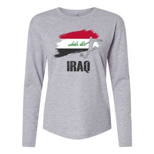 Iraq Football Team Player Flag Womens Cotton Relaxed Long Sleeve T-Shirt