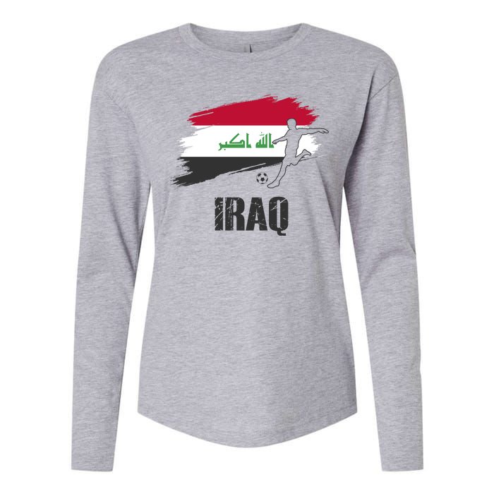 Iraq Football Team Player Flag Womens Cotton Relaxed Long Sleeve T-Shirt