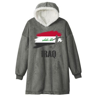Iraq Football Team Player Flag Hooded Wearable Blanket