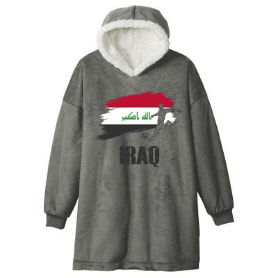 Iraq Football Team Player Flag Hooded Wearable Blanket